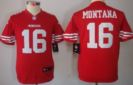 Nike San Francisco 49ers #16 Joe Montana Red Limited Kids Jersey