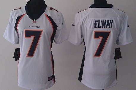 Nike Denver Broncos #7 John Elway 2013 White Game Womens Jersey