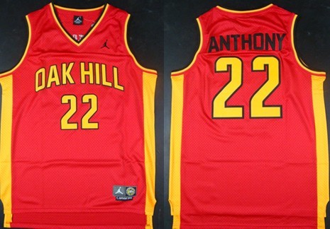 Oak Hill Academy #22 Carmelo Anthony Red Swingman Jersey