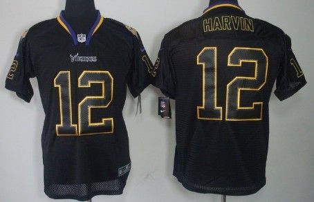Nike Minnesota Vikings #12 Percy Harvin Lights Out Black Elite Jersey