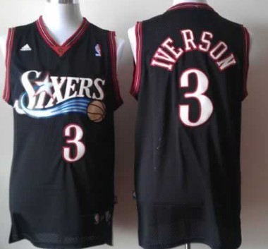 Philadelphia 76ers #3 Allen Iverson Revolution 30 Swingman Black Jersey
