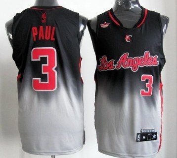Los Angeles Clippers #3 Chris Paul Black/Gray Fadeaway Fashion Jersey