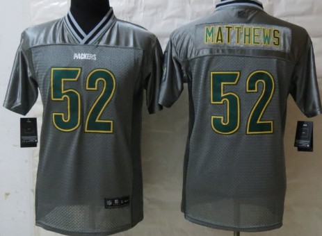 Nike Green Bay Packers #52 Clay Matthews 2013 Gray Vapor Kids Jersey 