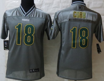 Nike Green Bay Packers #18 Randall Cobb 2013 Gray Vapor Kids Jersey
