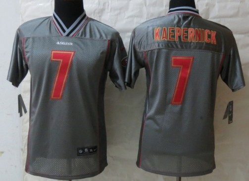 Nike San Francisco 49ers #7 Colin Kaepernick 2013 Gray Vapor Kids Jersey