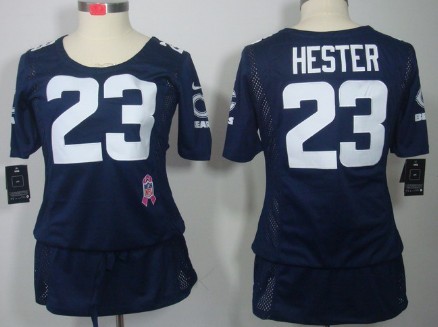 Nike Chicago Bears #23 Devin Hester Breast Cancer Awareness Navy Blue Womens Jersey