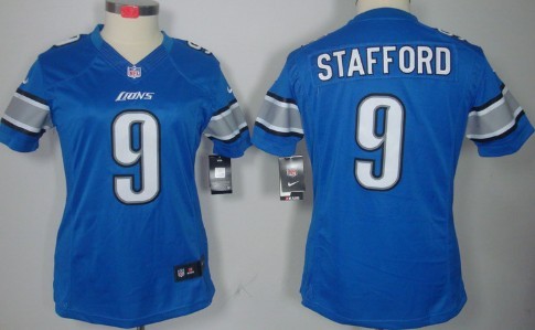 Nike Detroit Lions #9 Matthew Stafford Light Blue Limited Womens Jersey