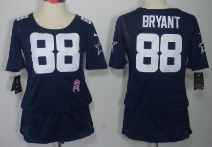 Nike Dallas Cowboys #88 Dez Bryant Breast Cancer Awareness Navy Blue Womens Jersey