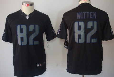 Nike Dallas Cowboys #82 Jason Witten Black Impact Limited Kids Jersey