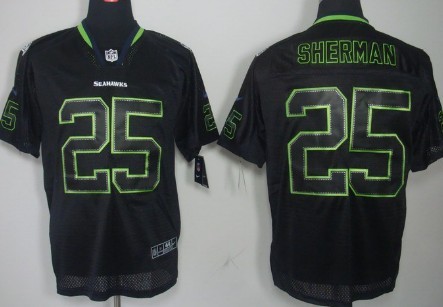 Nike Seattle Seahawks #25 Richard Sherman Lights Out Black Elite Jersey