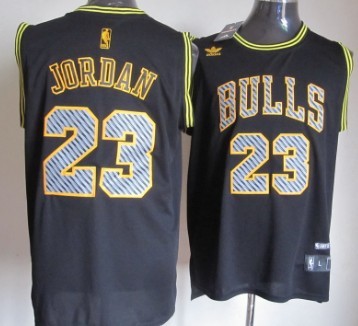 Chicago Bulls #23 Michael Jordan Black Electricity Fashion Jersey