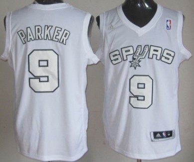 San Antonio Spurs #9 Tony Parker Revolution 30 Swingman White Big Color Jersey