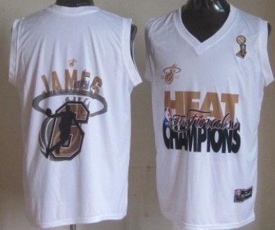 Miami Heat #6 LeBron James 2013 NBA Champions White Fashion Jersey