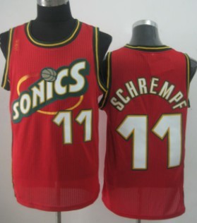 Seattle Supersonics #11 Detlef Schrempf 1995-96 Red Throwback Swingman Jersey 
