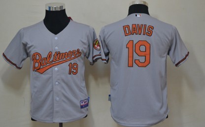 Baltimore Orioles #19 Chris Davis Gray Kids Jersey