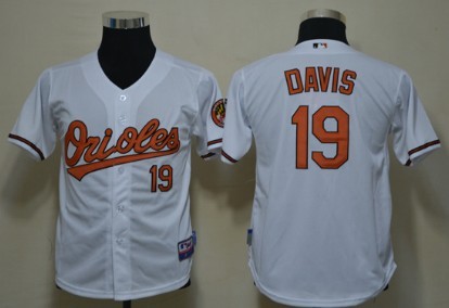 Baltimore Orioles #19 Chris Davis White Kids Jersey