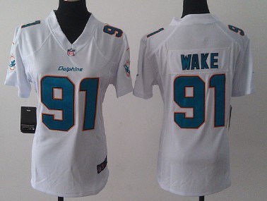 Nike Miami Dolphins #91 Cameron Wake 2013 White Game Womens Jersey