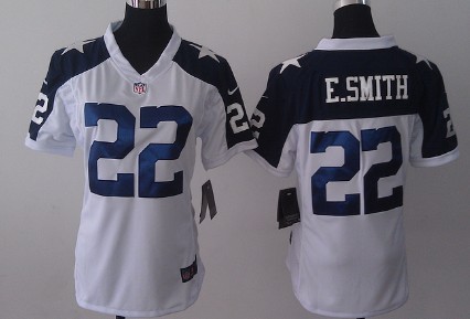 Nike Dallas Cowboys #22 Emmitt Smith White Thanksgiving Game Womens Jersey