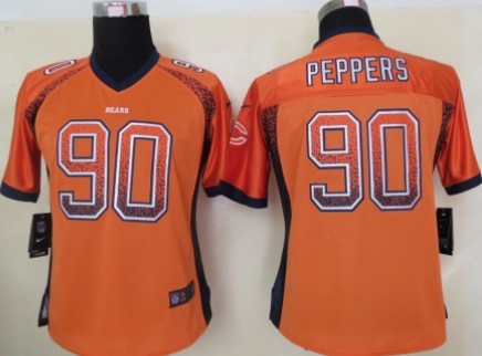 Chicago Bears #90 Julius Peppers Drift Fashion Orange Womens Jersey