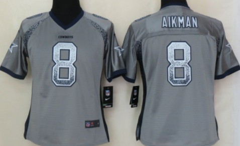 Nike Dallas Cowboys #8 Troy Aikman Drift Fashion Gray Womens Jersey