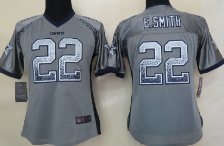 Nike Dallas Cowboys #22 Emmitt Smith Drift Fashion Gray Womens Jersey