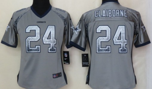 Nike Dallas Cowboys #24 Morris Claiborne Drift Fashion Gray Womens Jersey 