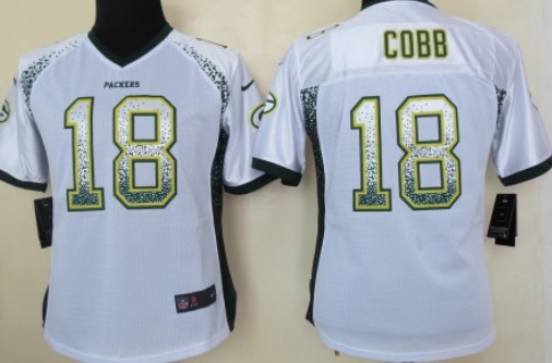 Nike Green Bay Packers #18 Randall Cobb Drift Fashion White Womens Jersey