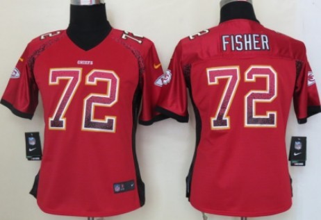 Nike Kansas City Chiefs #72 Eric Fisher Drift Fashion Red Womens Jersey