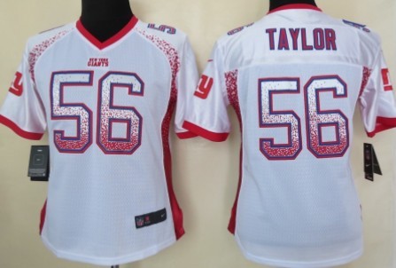 Nike New York Giants #56 Lawrence Taylor Drift Fashion White Womens Jersey