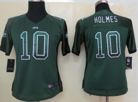 Nike New York Jets #10 Santonio Holmes Drift Fashion Green Womens Jersey