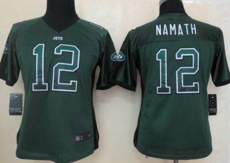 Nike New York Jets #12 Joe Namath Drift Fashion Green Womens Jersey 