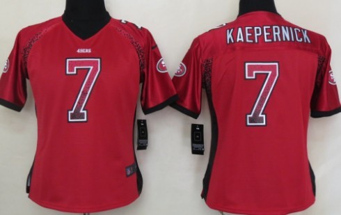 Nike San Francisco 49ers #7 Colin Kaepernick Drift Fashion Red Womens Jersey