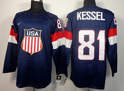 2014 Olympics USA #81 Phil Kessel Navy Blue Jersey