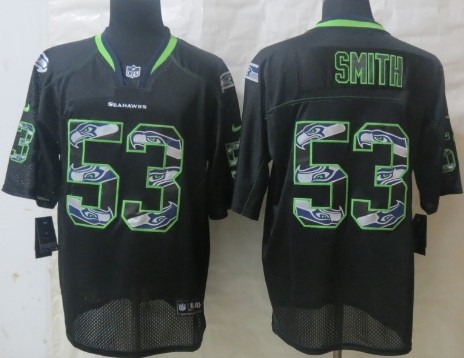 Nike Seattle Seahawks #53 Malcolm Smith Lights Out Black Ornamented Elite Jersey