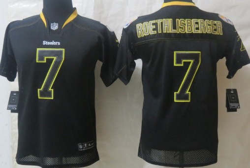 Nike Pittsburgh Steelers #7 Ben Roethlisberger Lights Out Black Kids Jersey