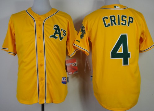Oakland Athletics #4 Coco Crisp Yellow Jersey