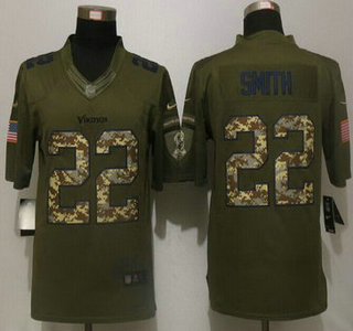 Men's Minnesota Vikings #22 Harrison Smith Green Salute to Service 2015 NFL Nike Limited Jersey