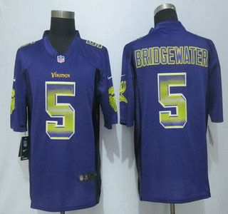 Minnesota Vikings #5 Teddy Bridgewater Purple Strobe 2015 NFL Nike Fashion Jersey