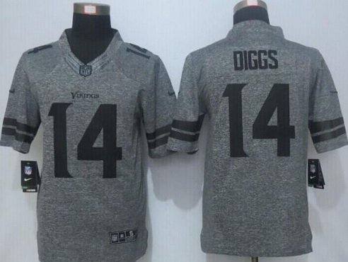 Men's Minnesota Vikings #14 Stefon Diggs Nike Gray Gridiron 2015 NFL Gray Limited Jersey