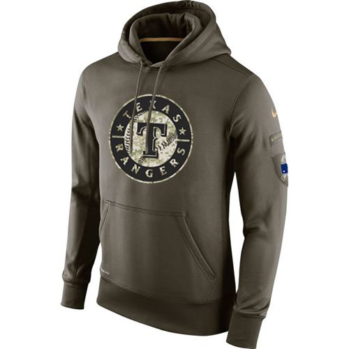 Men's Texas Rangers Nike Olive Salute To Service KO Performance Hoodie
