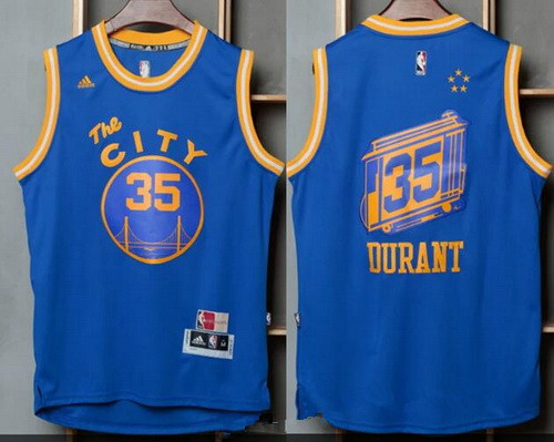 Men's Golden State Warriors #35 Kevin Durant Blue The City Revolution 30 Swingman Basketball Jersey