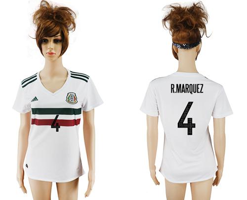 Women's Mexico #4 R.Marquez Away Soccer Country Jersey