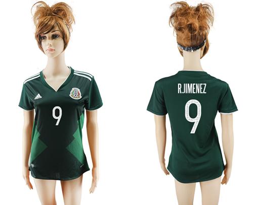 Women's Mexico #9 R.Jimenez Home Soccer Country Jersey