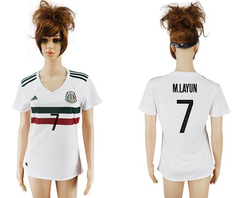 Women's Mexico #7 M.Layun Away Soccer Country Jersey
