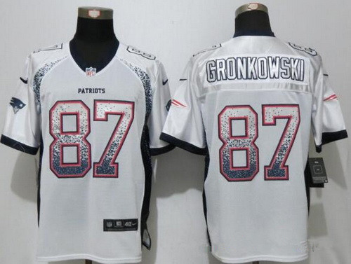 Men's New England Patriots #87 Rob Gronkowski White Drift Stitched NFL Nike Fashion Jersey