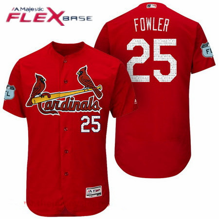 Men's St. Louis Cardinals #25 Dexter Fowler Red 2017 Spring Training Stitched MLB Majestic Flex Base Jersey