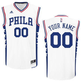Men's Philadelphia 76ers adidas White Custom Replica Home Jersey