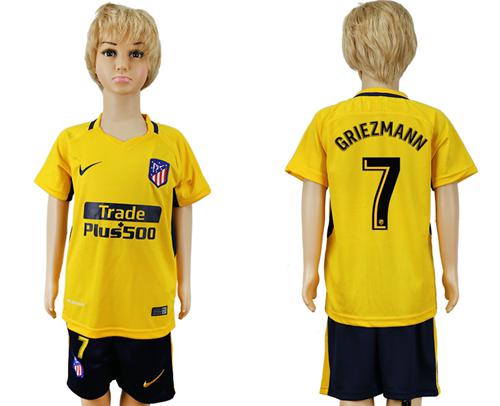 Atletico Madrid #7 Griezmann Away Kid Soccer Club Jersey