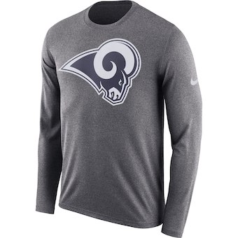 Men's Los Angeles Rams Nike Heathered Charcoal Fan Gear Primary Logo Long Sleeve Performance T-Shirt