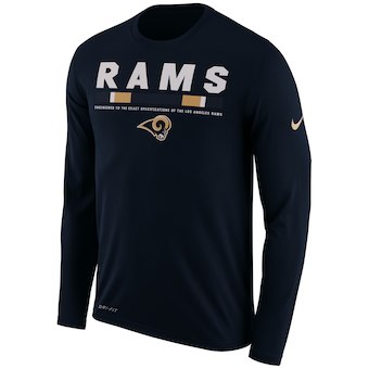 Men's Los Angeles Rams Nike Navy Sideline Legend Staff Performance Long Sleeve T-Shirt